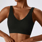 Large neckline solid color yoga bra