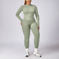 Plus Size Quick Dry Zip-Up Sports Long Sleeve + legging 2-piece set