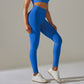 Legging de sport sans couture de couleur unie