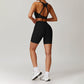 Quick-Dry Racerback Sports Bra + High-Waist Shorts 2-Piece Set