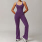 Hollow back yoga suit hip-lifting pleated flared jumpsuit