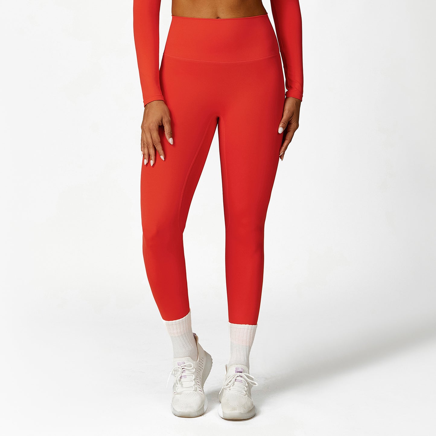 Solid cropped sports top and leggings 2-piece set