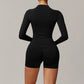 Threaded seamless long-sleeved top+ high waist shorts 2 pieces set