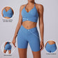 halter sports bra + high waist shorts 2-piece set