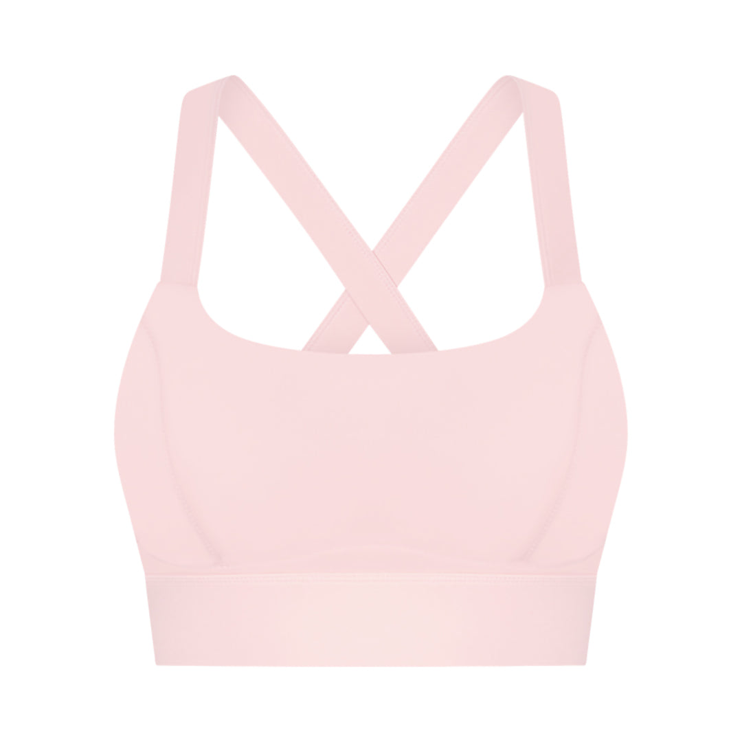 Solid back cross-buckle sports bra