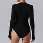 One piece long sleeved Full zipper sports Bodysuit