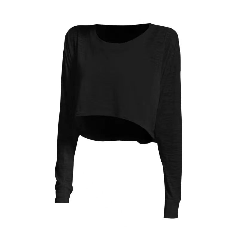 Casual Crew Neck Loose Cropped Top