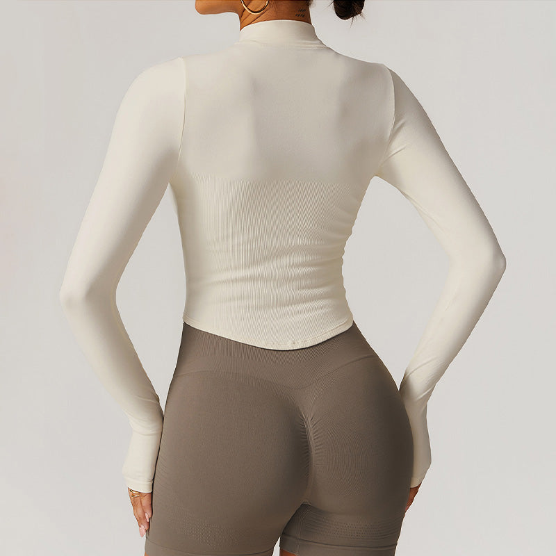 Seamless Quick-Dry Long Sleeve Full Zipper Fitness Tops