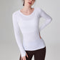 Autumn seamless nude breathable round neck running sports top