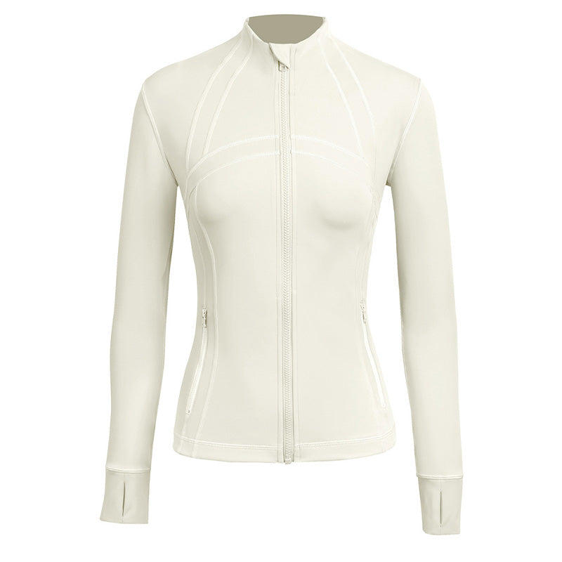 Slim nude running fitness zipper stand collar sports Jacket