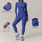 Long sleeve and half zipper top + High-waisted leggings 2-piece set