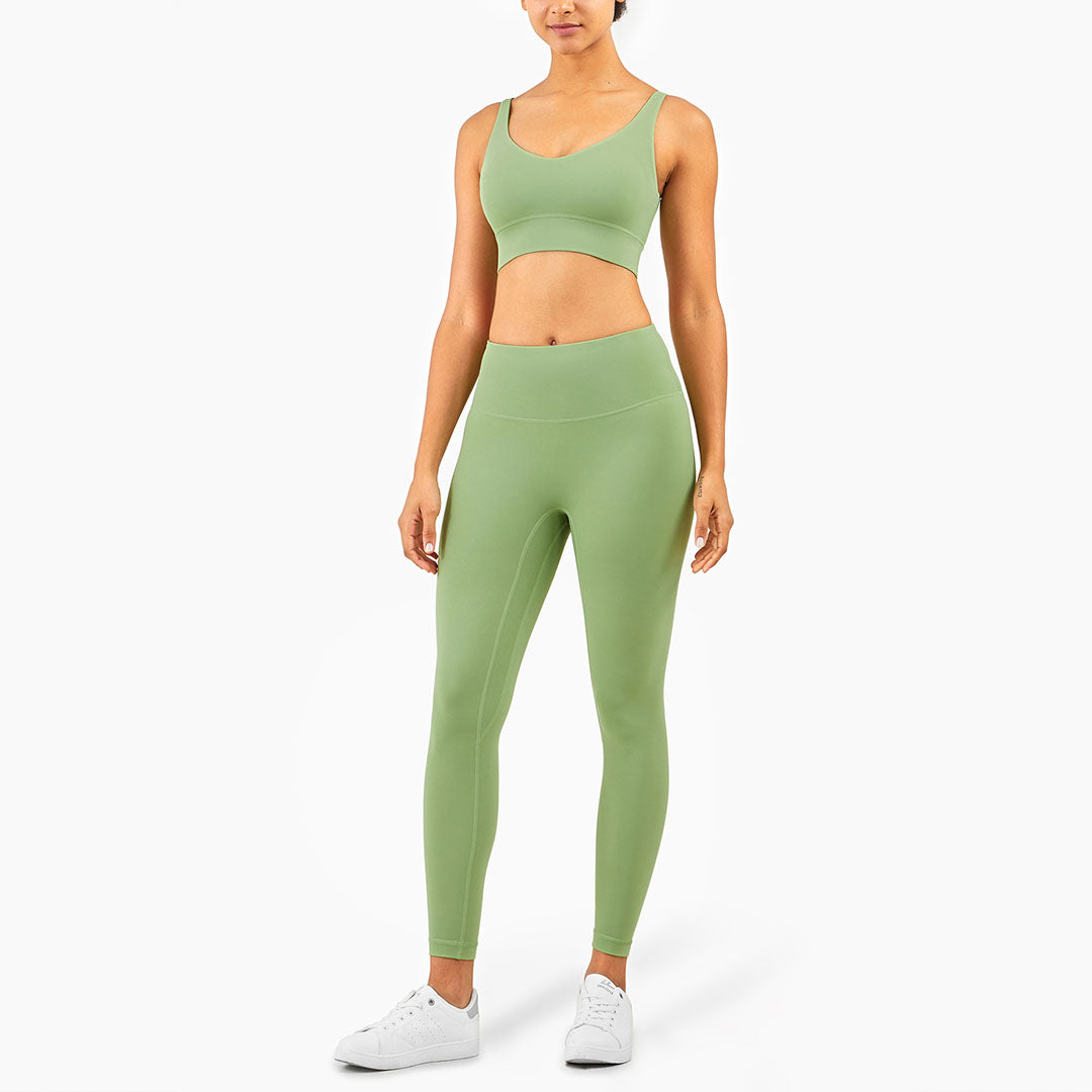 Ensemble deux pièces soutien-gorge de sport uni + legging