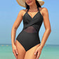 One Piece Solid Color Mesh Bikini