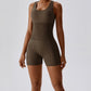 Solid color seamless buttock lift sports jumpsuit