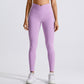 High-waisted tummy tucked athletic leggings