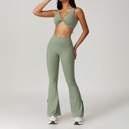 Quick Dry Sports Bra + Flared Leg Pant 2-piece set