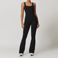 Tight fitting quick drying flared leg yoga jumpsuit