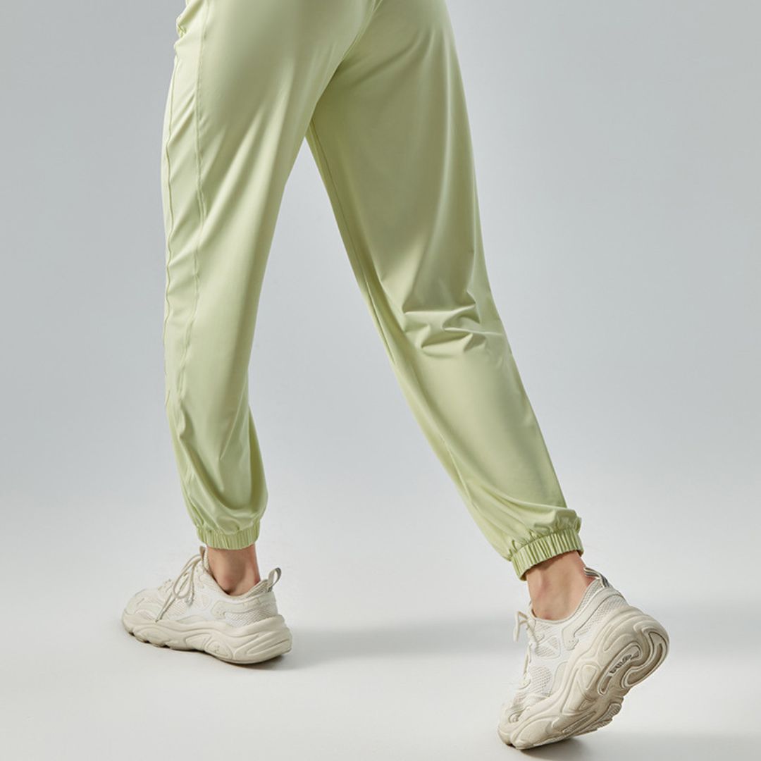 Solid loose lace-up jogging pants