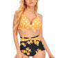 Polka dot plus size high waist swimsuit with straps