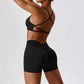 Seamless back cross training bra shorts 2 piece set