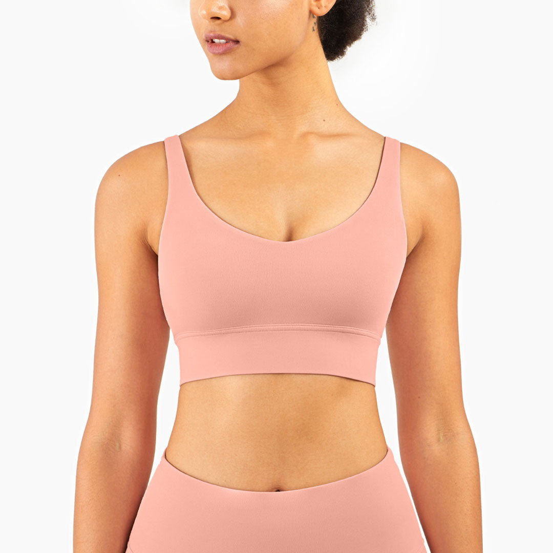 Solid color U-neck sports bra