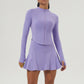 Long Sleeve Full Zipper Top + A-Line Tennis Skirt Culottes Set