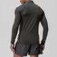 Men's quick drying half zipper solid color long sleeved sports top