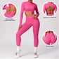 Quick-Dry long sleeve sports crop top + High waist legging 2-pieces set