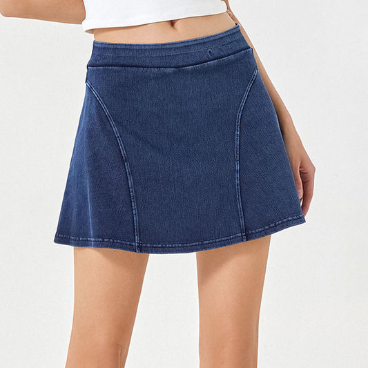 High Stretch Denim High Waist Fitness A-Line Skirts