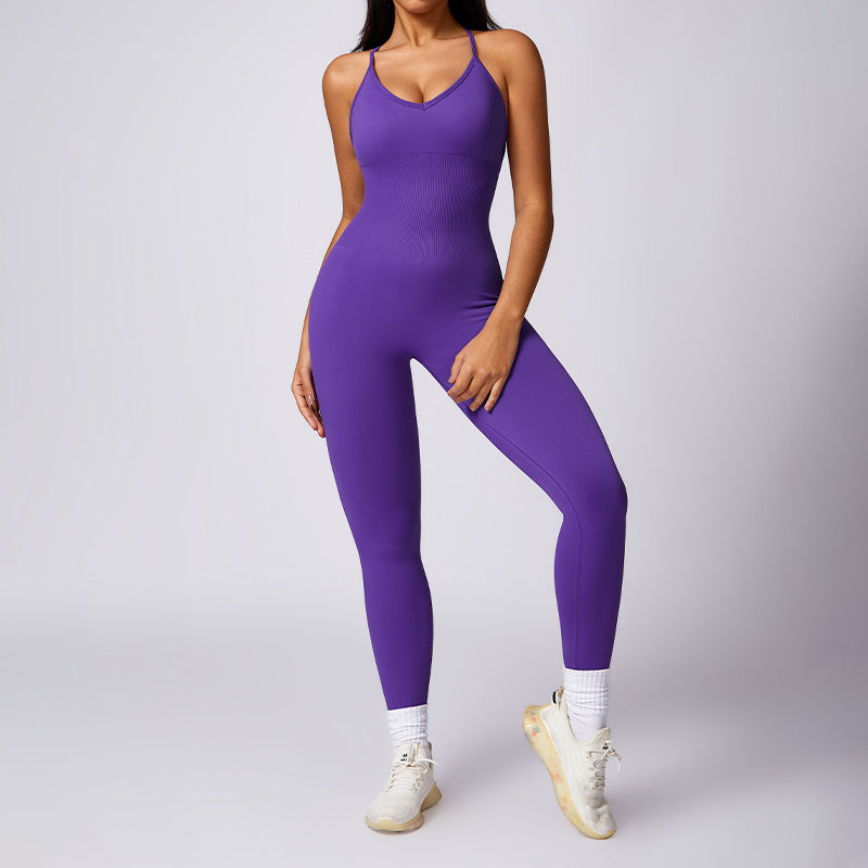 Cut-out beautiful back seamless sports bodysuits