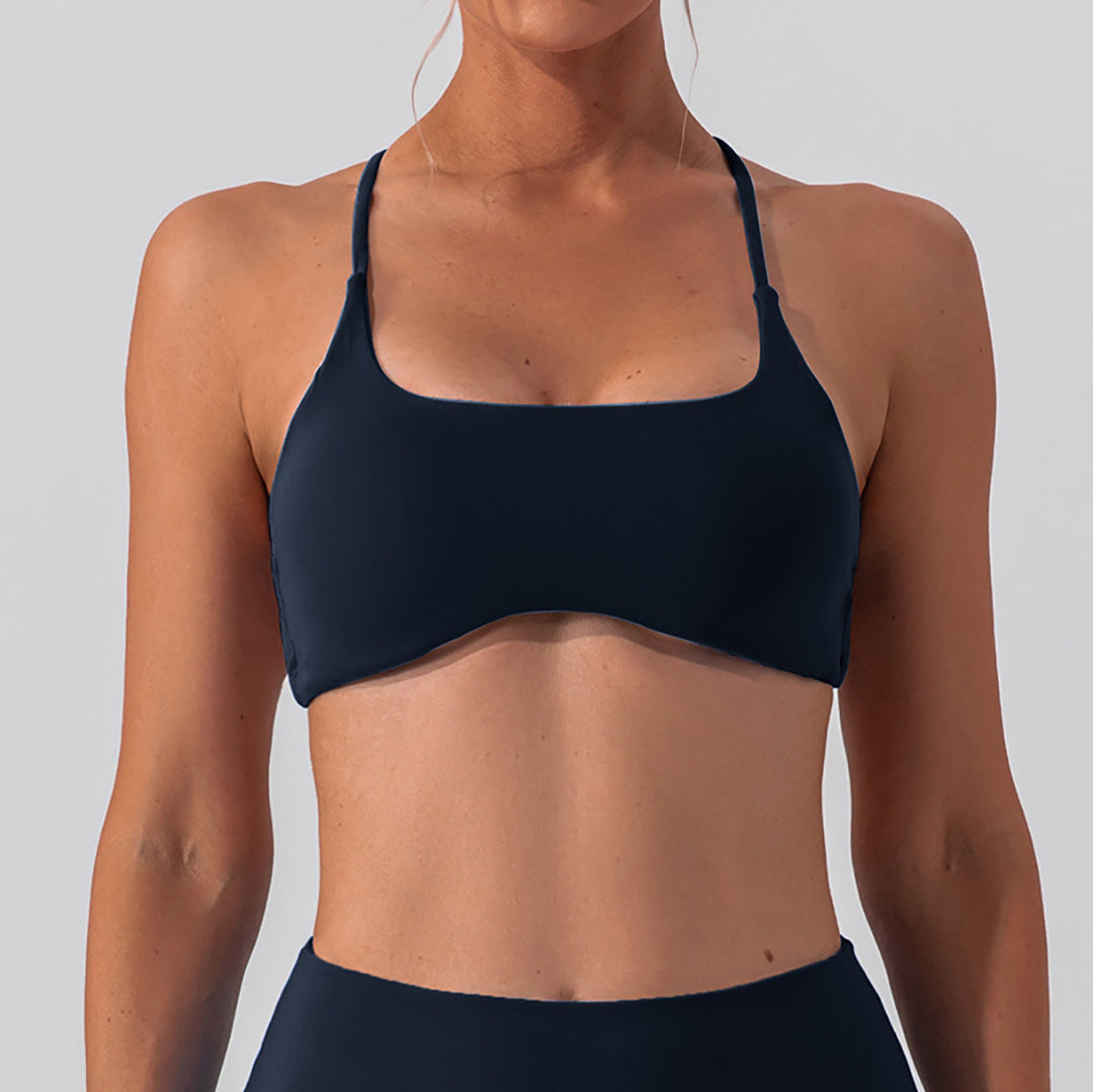 Back crossed thin shoulder strap yoga training bra