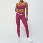 Contrasted Color nude sports and leisure fitness bra + legging set