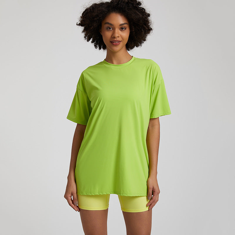 Solid color high stretch short-sleeved sports top