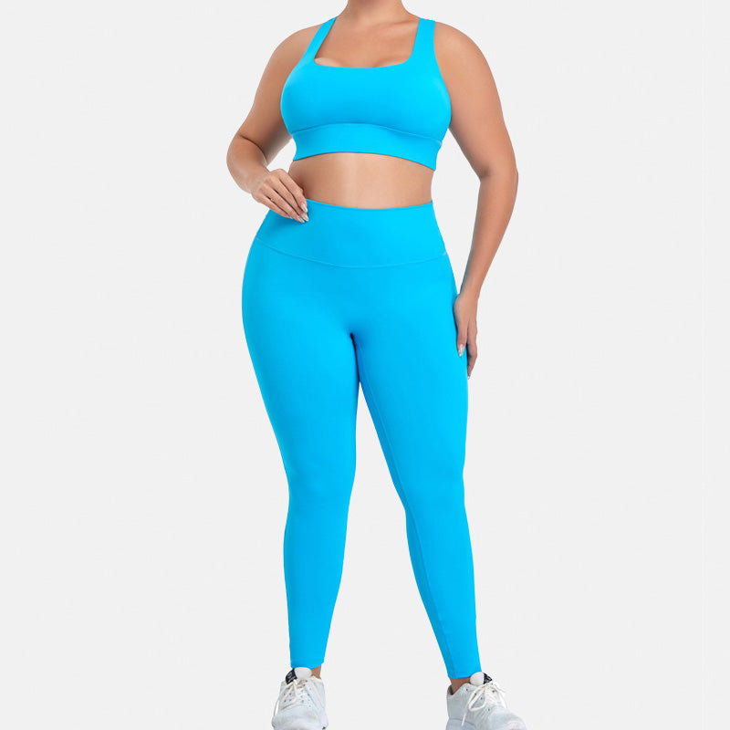 Breathable Cross-Back Gym Bra & Sports Leggings Plus Size Sets