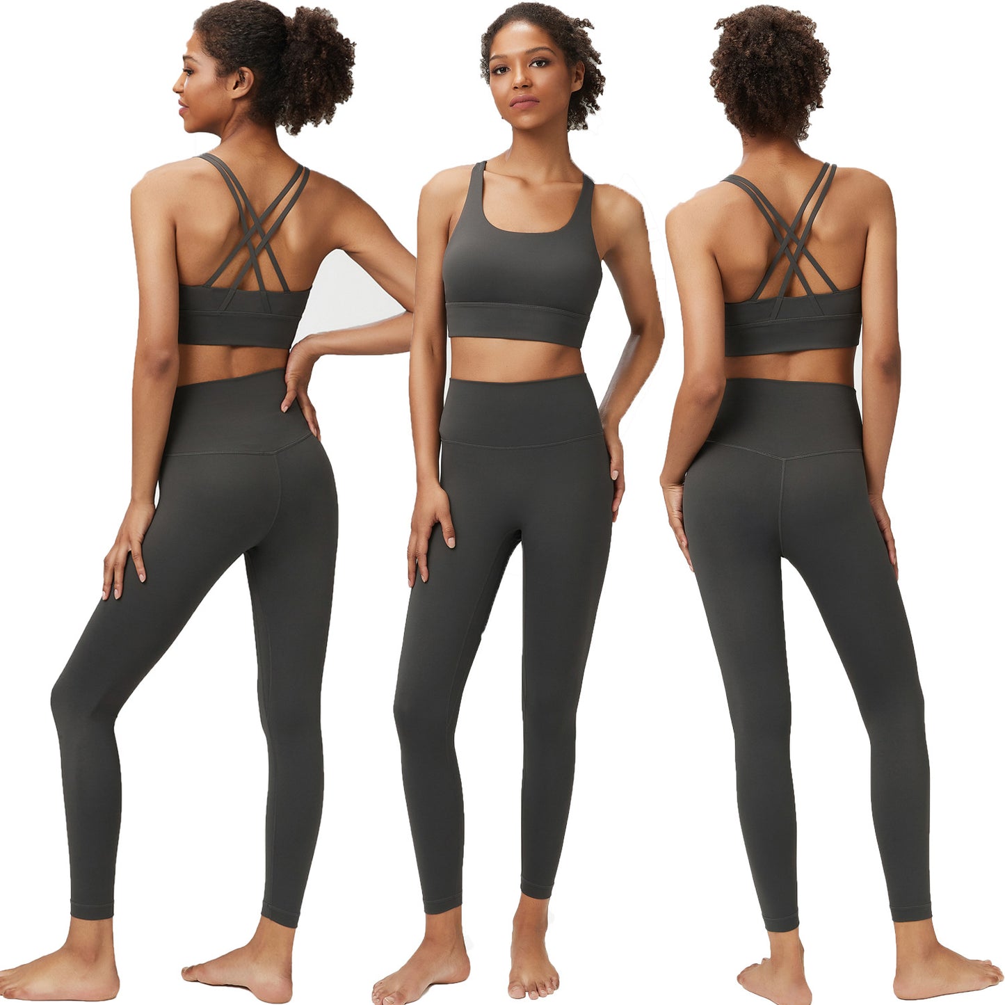 Back cross sport bra + leggings two-piece set