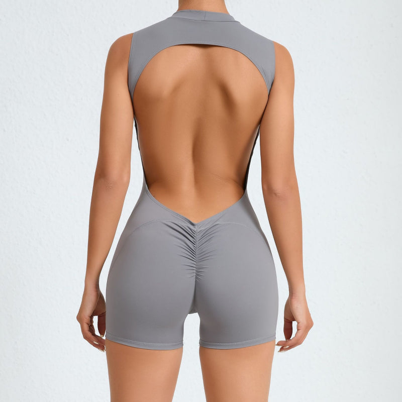 Sleeveless detachable chest pad sports jumpsuit