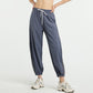 Solid loose lace-up jogging pants