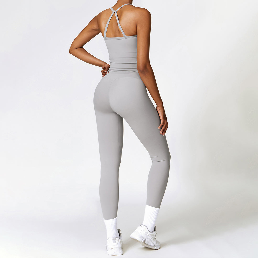 Crossover sport bras & Skinny track leggings set