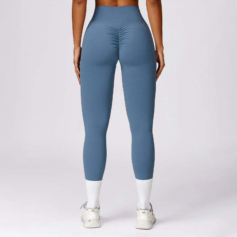 Solid high-waisted hip-lifting athletic leggings