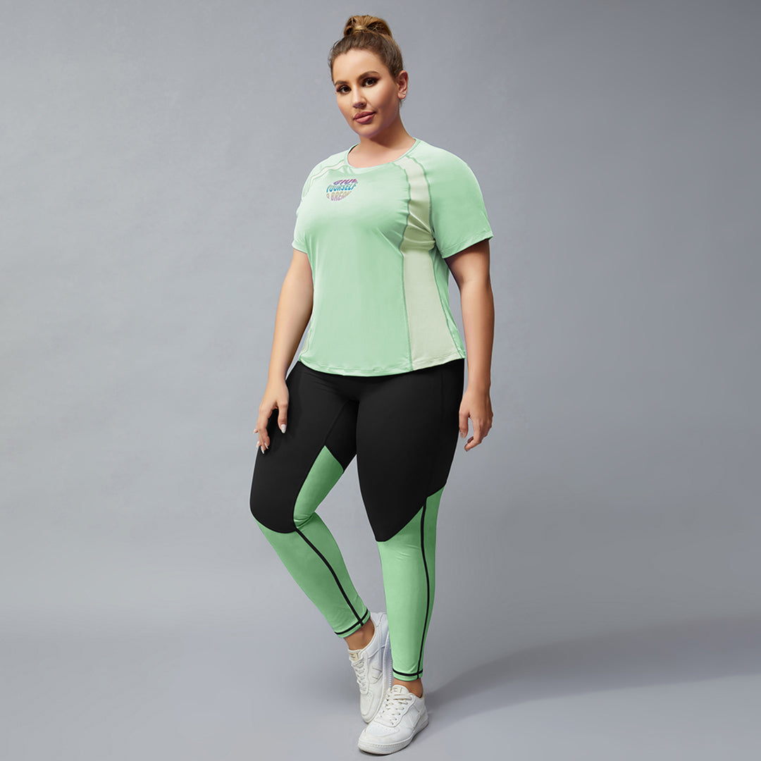 Stitched T-shirt + sports leggings 2-piece set