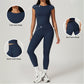 Skinny Quick Dry Short Sleeve Yoga Top + Leggings 2-piece Set