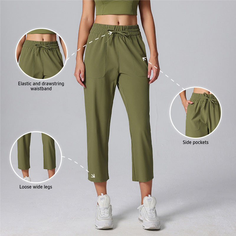 Loose casual drawstring straight pants