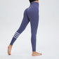 Leggings de yoga de sport rayés au mollet taille haute