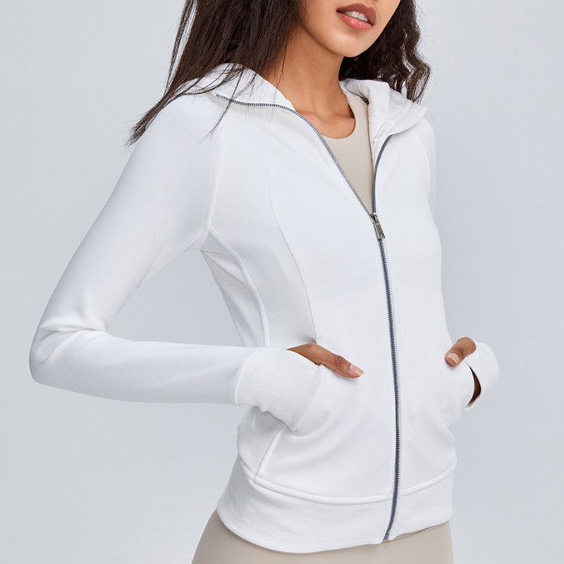 Casual Pocket Zip Sports Hooded Jacket