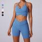 halter sports bra + high waist shorts 2-piece set