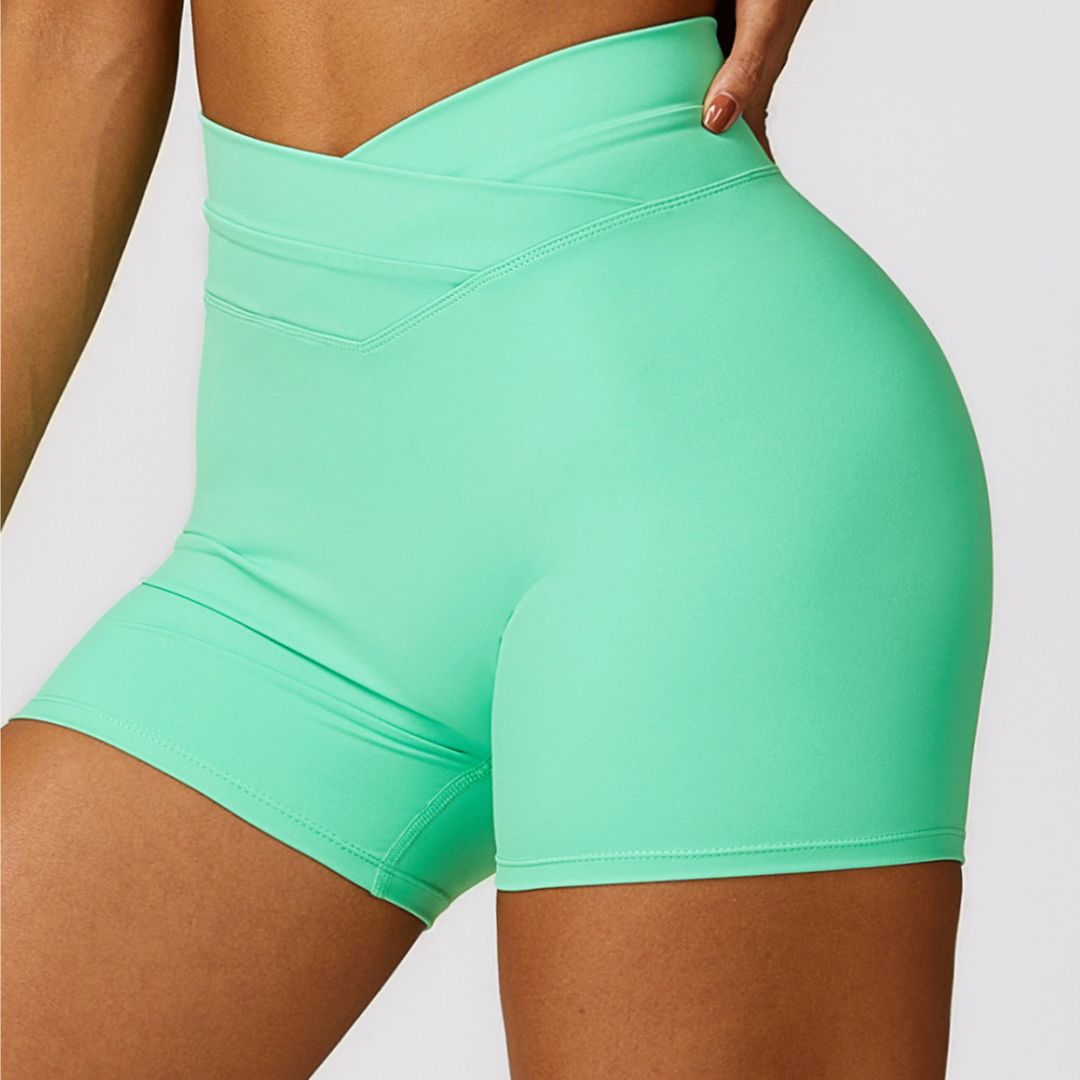 Peach hip high waist yoga shorts