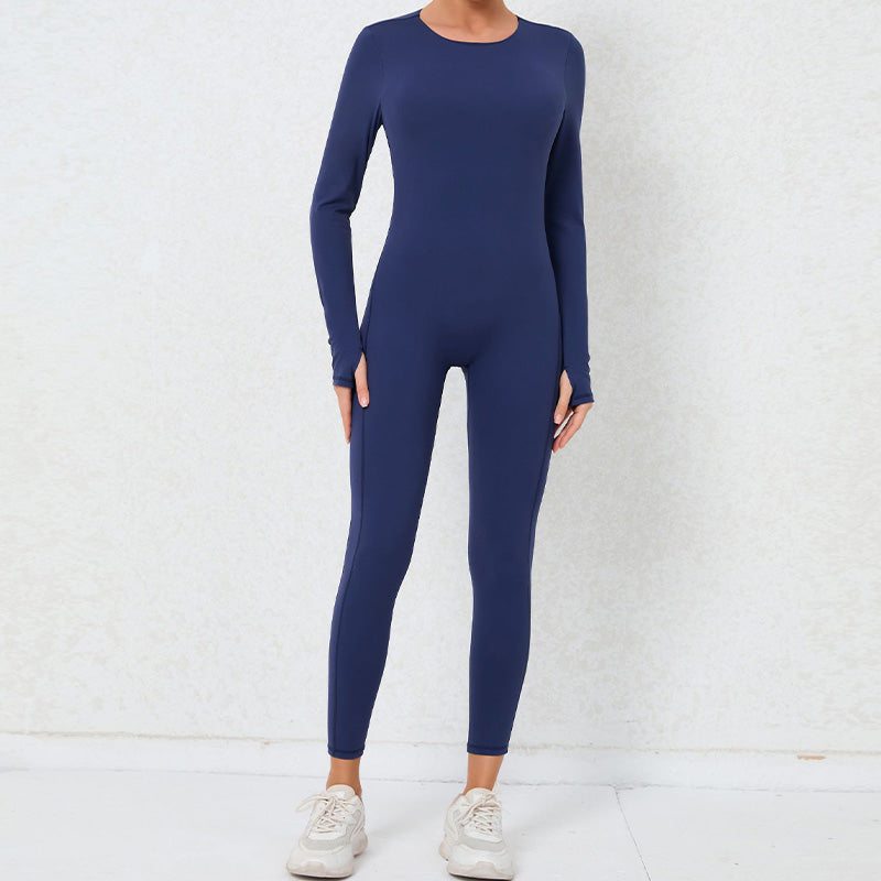 Sexy backless long-sleeved high-intensity fitness jumpsuit