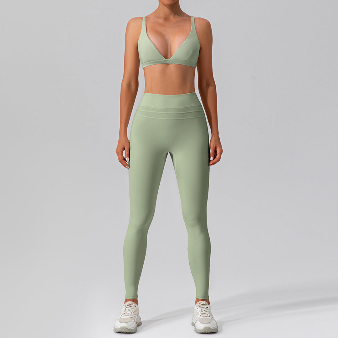 Quick-drying high waist fitness 2-piece suit