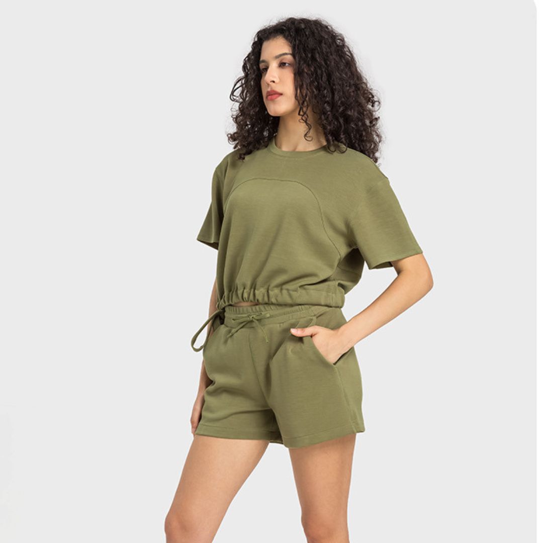 Summer lace-up tunic cropped loose top