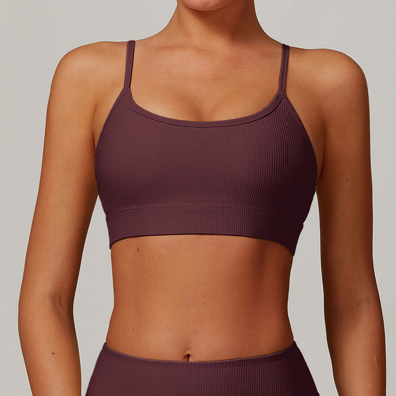 Thin straps solid color sports Bra